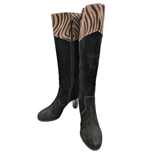 Grigiarancio By Calzaturificio Marco Black Suede/ Leather Heel Boots - Picture 1 of 9